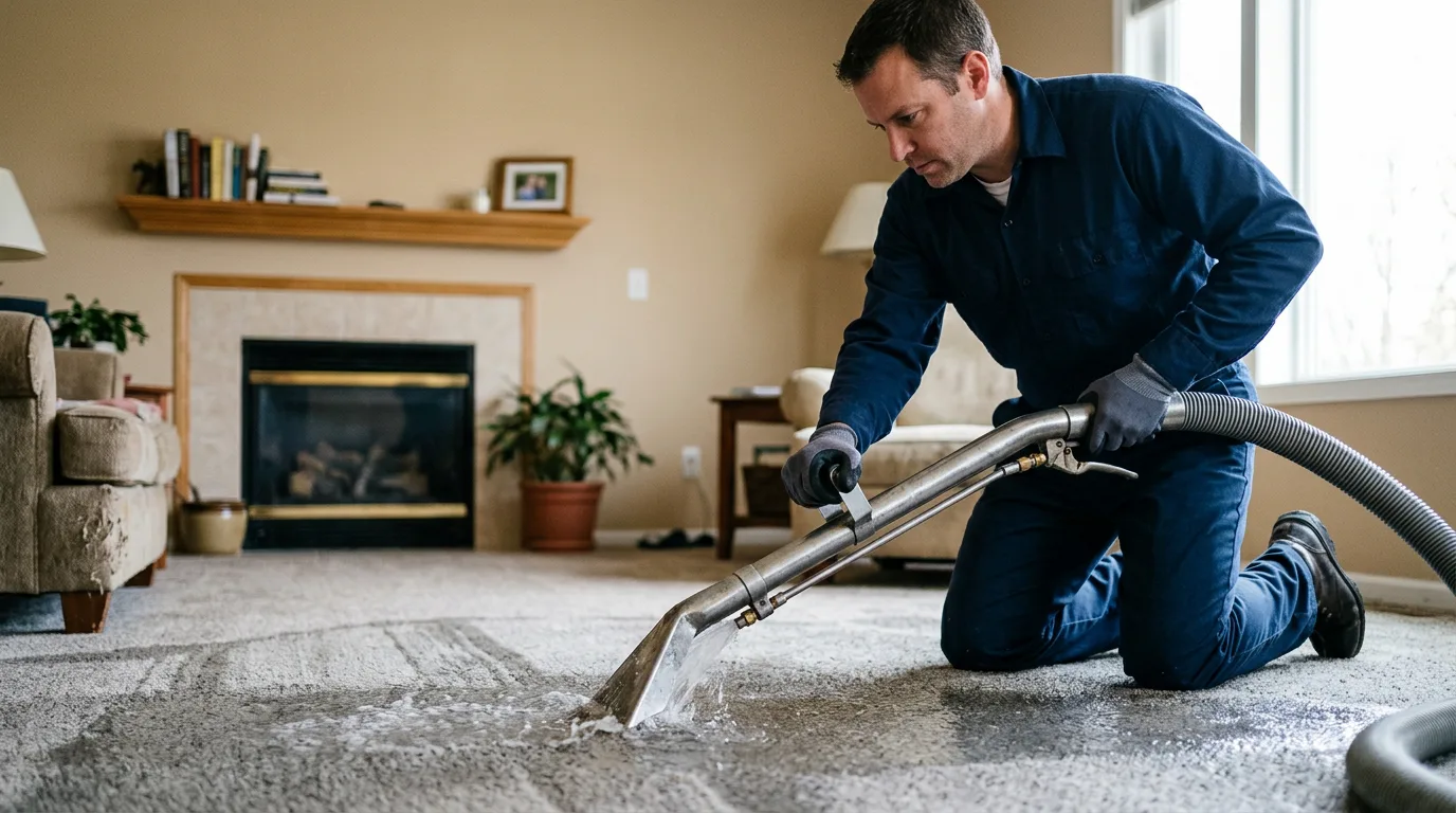 Water damage restoration technician working near Grant, IA